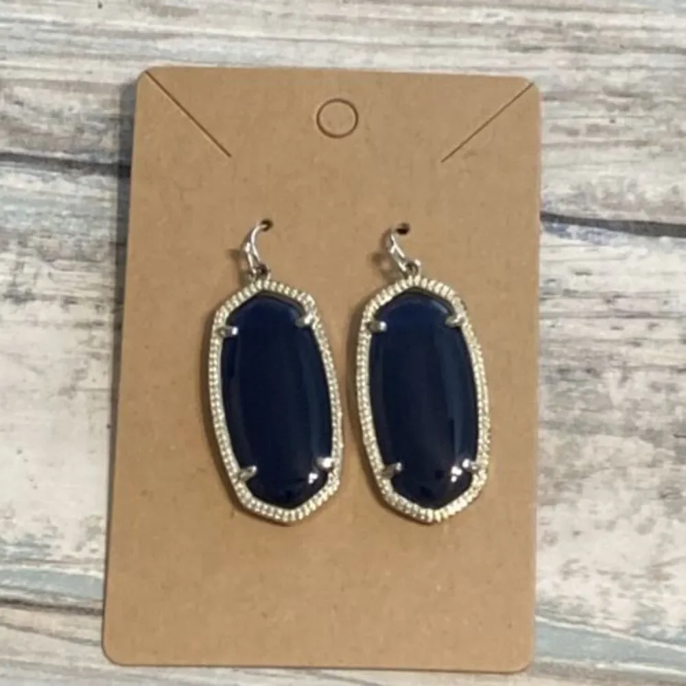 Kendra Scott‎ Elle Navy Cats Eye EARRINGS Gold Tone